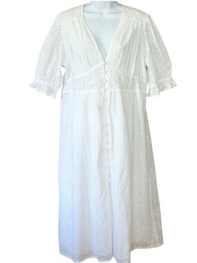Upcoming Graduation? Confirmation? Boden White Eyelet V‑Neck Midi Dress. NWT M